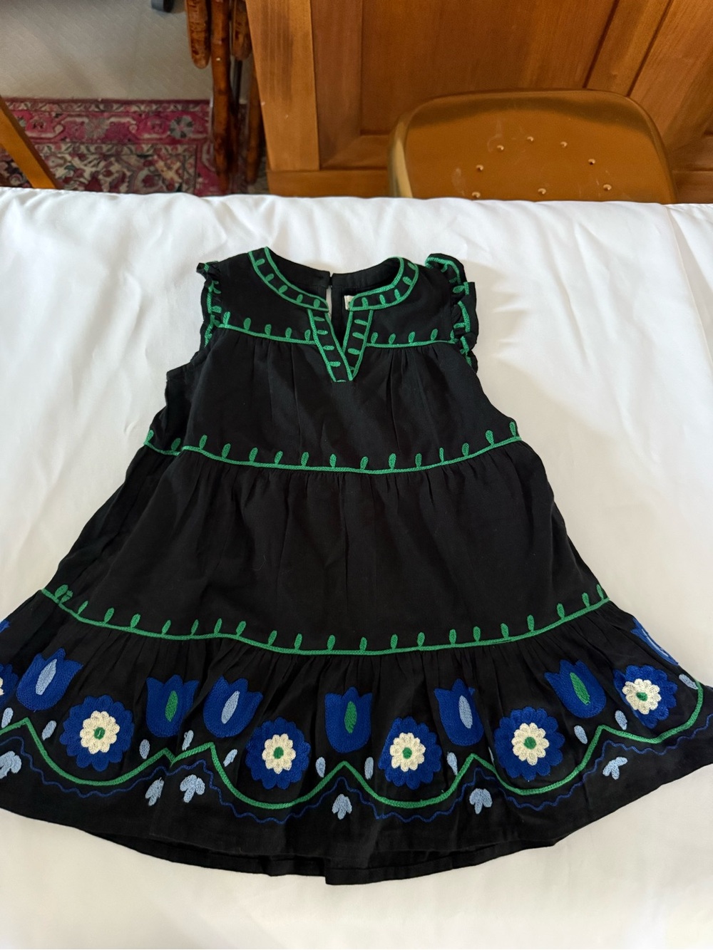 Roller Rabbit Embroidered Floral Tiered Kids Dress
